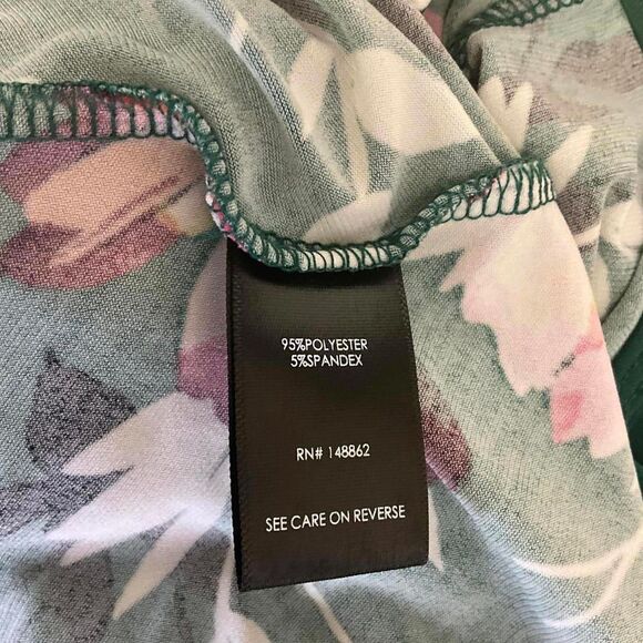 Torrid Women's Size 3, 2XL Green Floral Faux Wrapped Mini Dress Short Sleeve - Picture 11 of 12